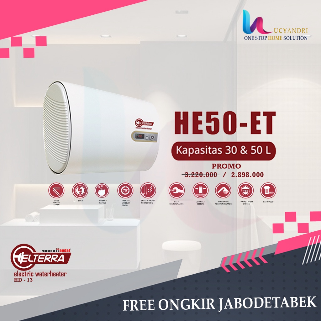 ELTERRA Water Heater HE-50 ET Pemanas Air Listrik Solahart TERBARU