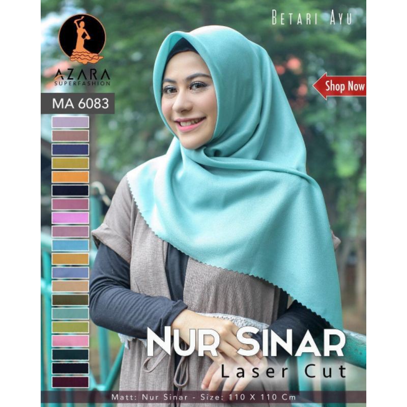 MIDAC Jilbab Glitter Segi Empat Hijab Kondangan Shinar Laser cut