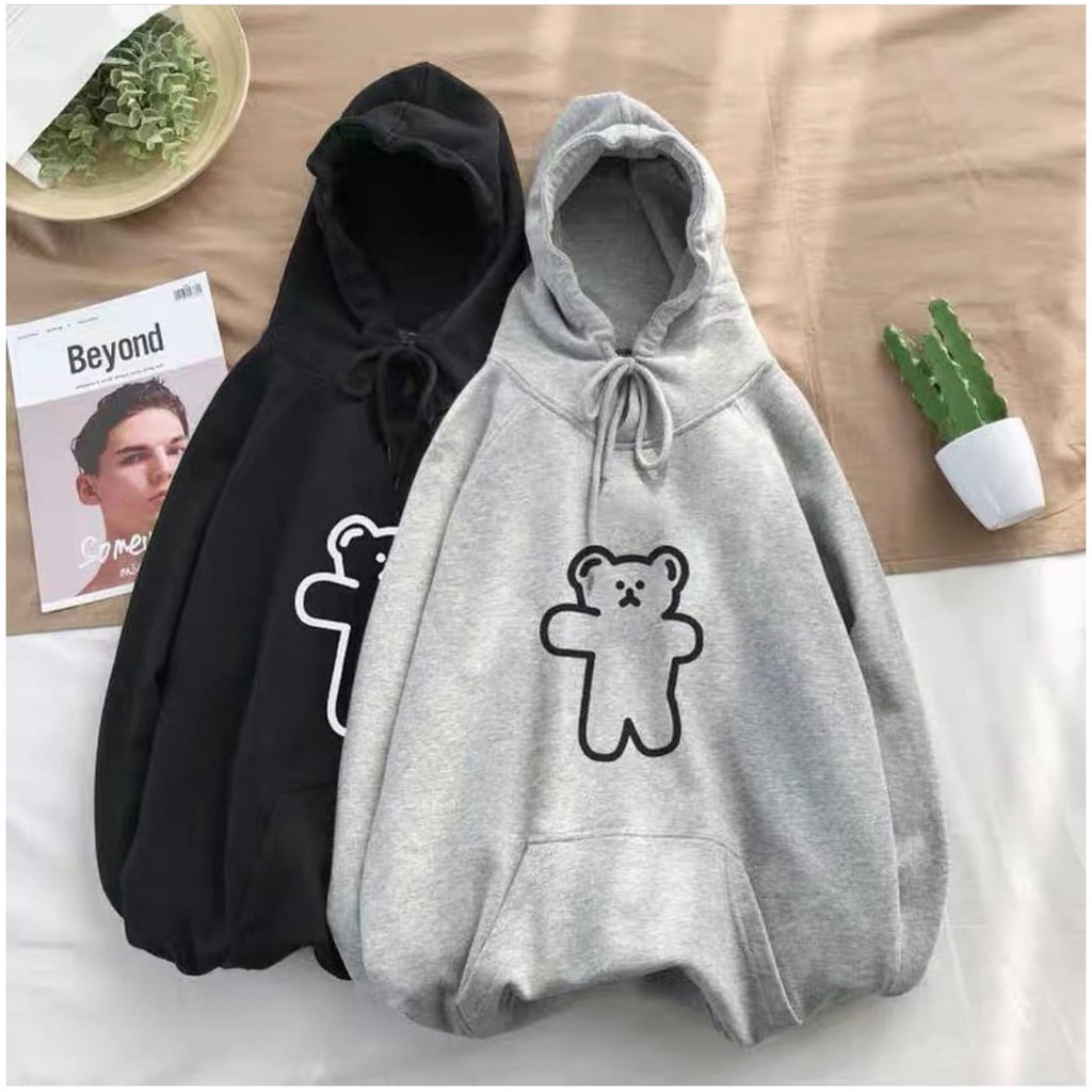 Parisdivarious Sweater Hoodie Jemper Lis Bear Bahan Fleece Size S - XXL (Pria &amp; Wanita)