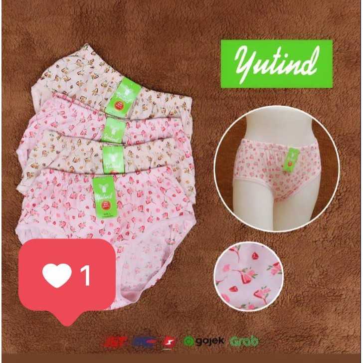 3 PCS Yutind | Celana dalam wanita Dewasa sablon Yutind Karet kerut