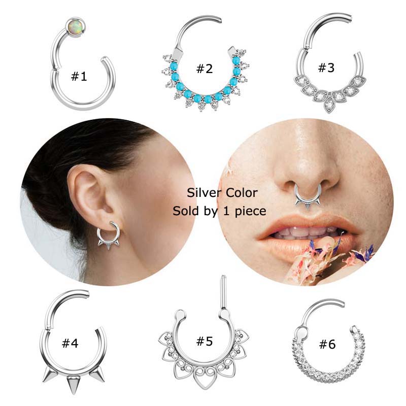 1pc Anting Tindik Hidung Bahan Stainless Steel Dengan Zircon