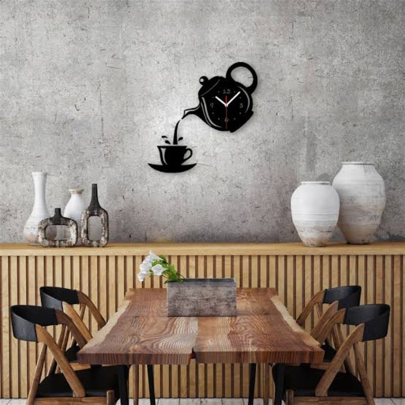 JAM DINDING DIY / GIANT WALL CLOCK QUARTZ CREATIVE DESIGN - MOTIF TEKO KOPI UNIK