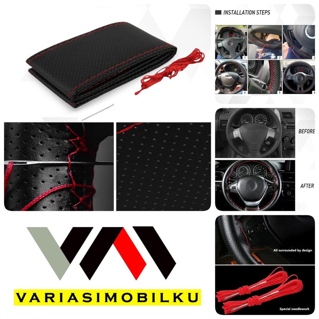 SARUNG STIR JAHIT COVER STEER KULIT JAHIT DIY STEERING WHEEL COVER DIY