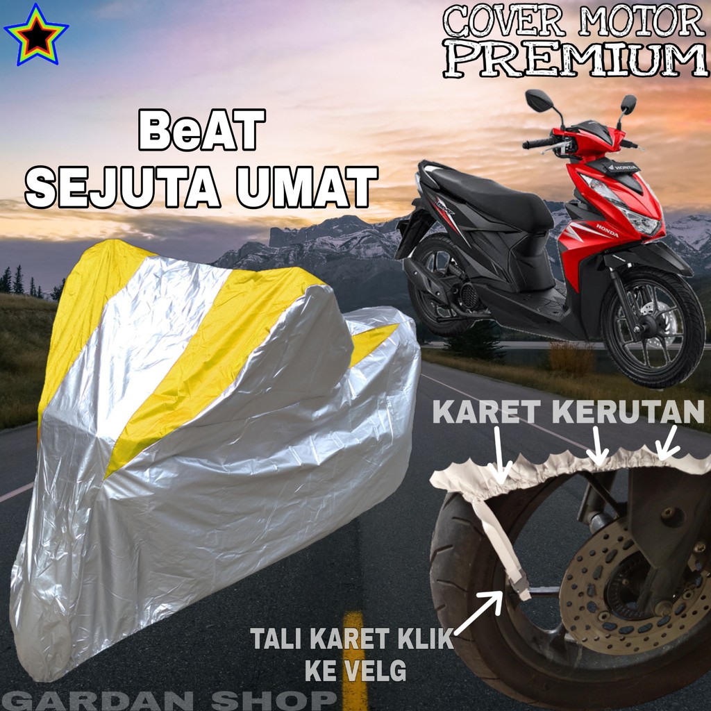 Sarung Motor BEAT SEJUTA UMAT Silver KUNING Body Cover Baet PREMIUM