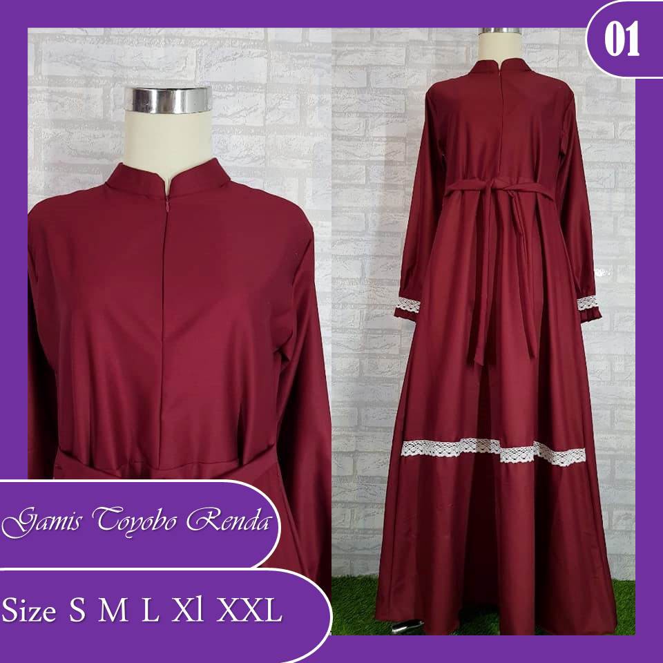 Gamis Toyobo Renda Size S M L XL XXL Gamis Toyobo Ori Gamis Bahan Katun Toyobo
