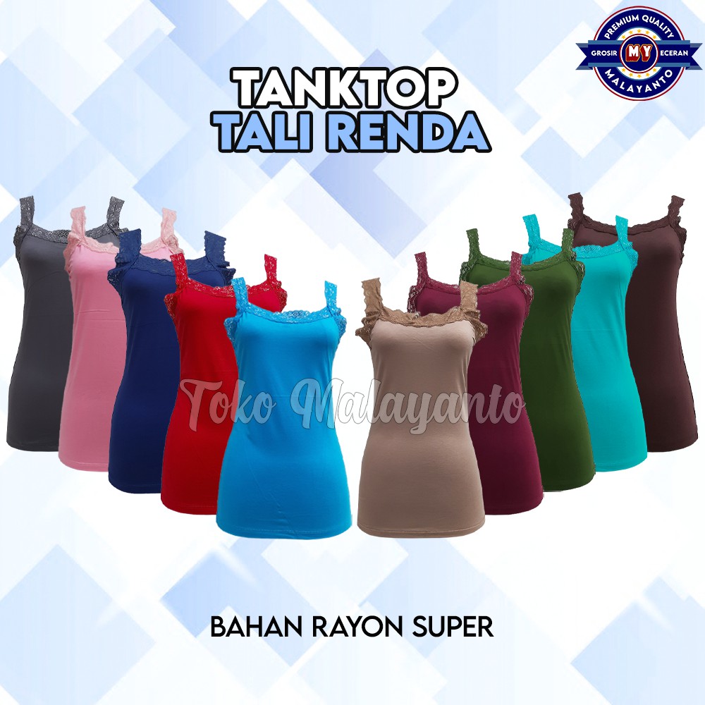 Tanktop Tali Renda Bahan Rayon Super Ukuran All Size dan Jumbo Ready stok!!-1