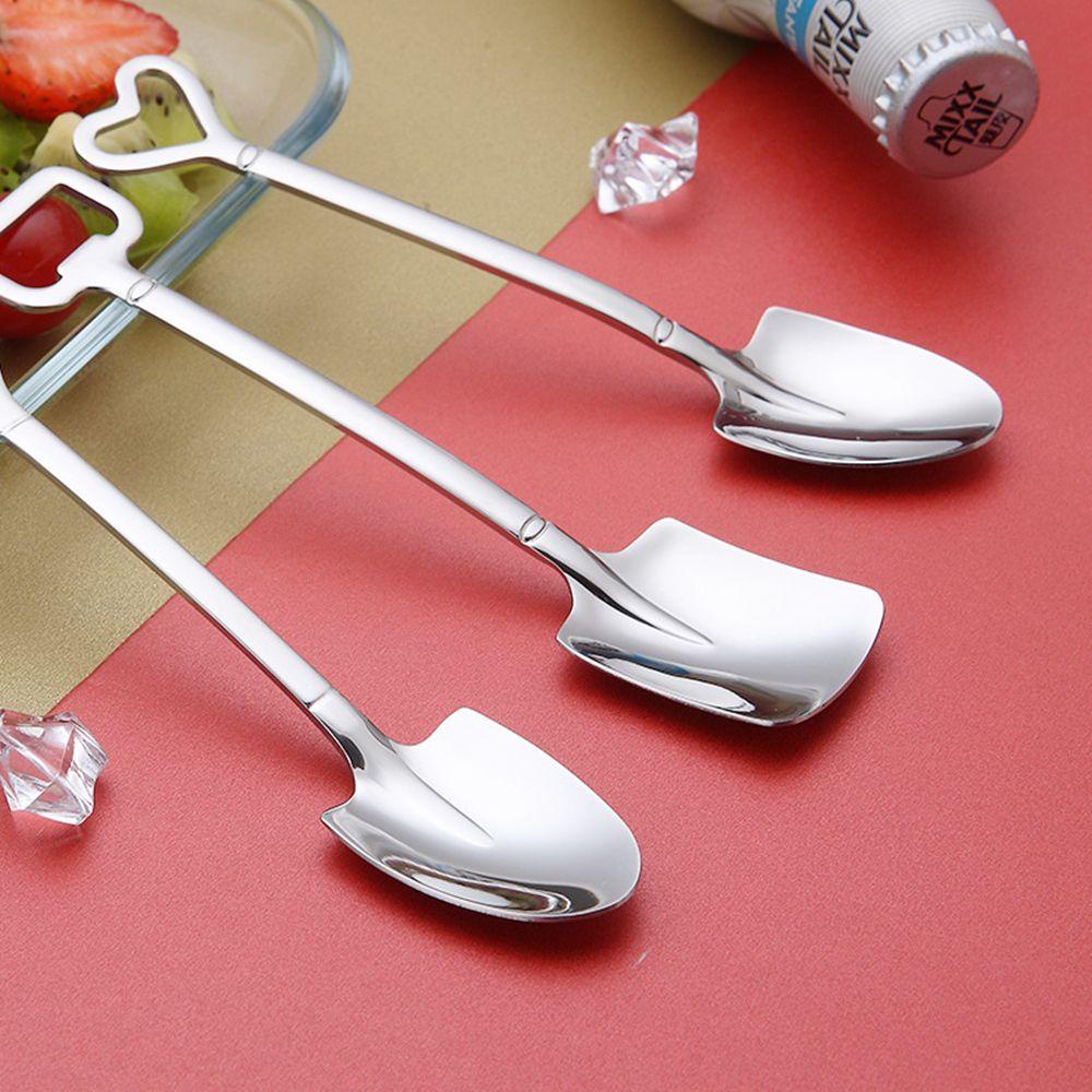 SOLIGHTER 1PC Coffee Spoon Shovel Silver Gold Tableware Tea-spoon Ice Cream Scoop