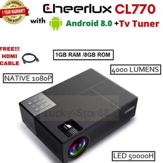 CHEERLUX CL770 Android TV TUNER Projector 1080P Full HD - 4000 Lumens Bisa COD Bisa Kirim Instan Dijamin Ori 100 persen