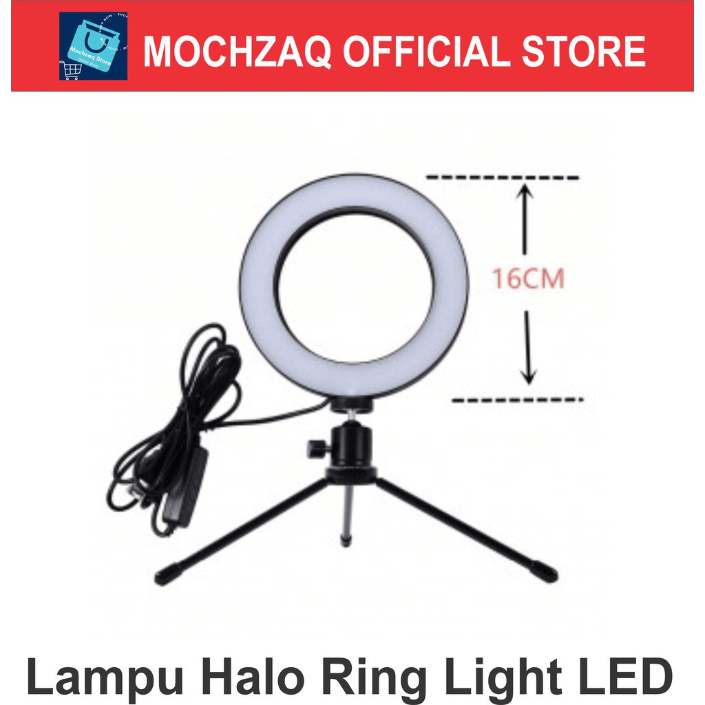 TaffSTUDIO Lampu Halo Ring Light LED Kamera 8W 6 Inch with Mini Tripod RL-19 White Grab Medan