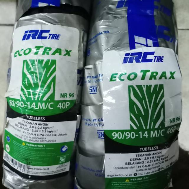 Paket ban tubeless IRC Ecotraxx 80/90-14 &amp; 90/90-14 for Vario CBS/ISS/F1/125/150/Beat pop/F1/ESP