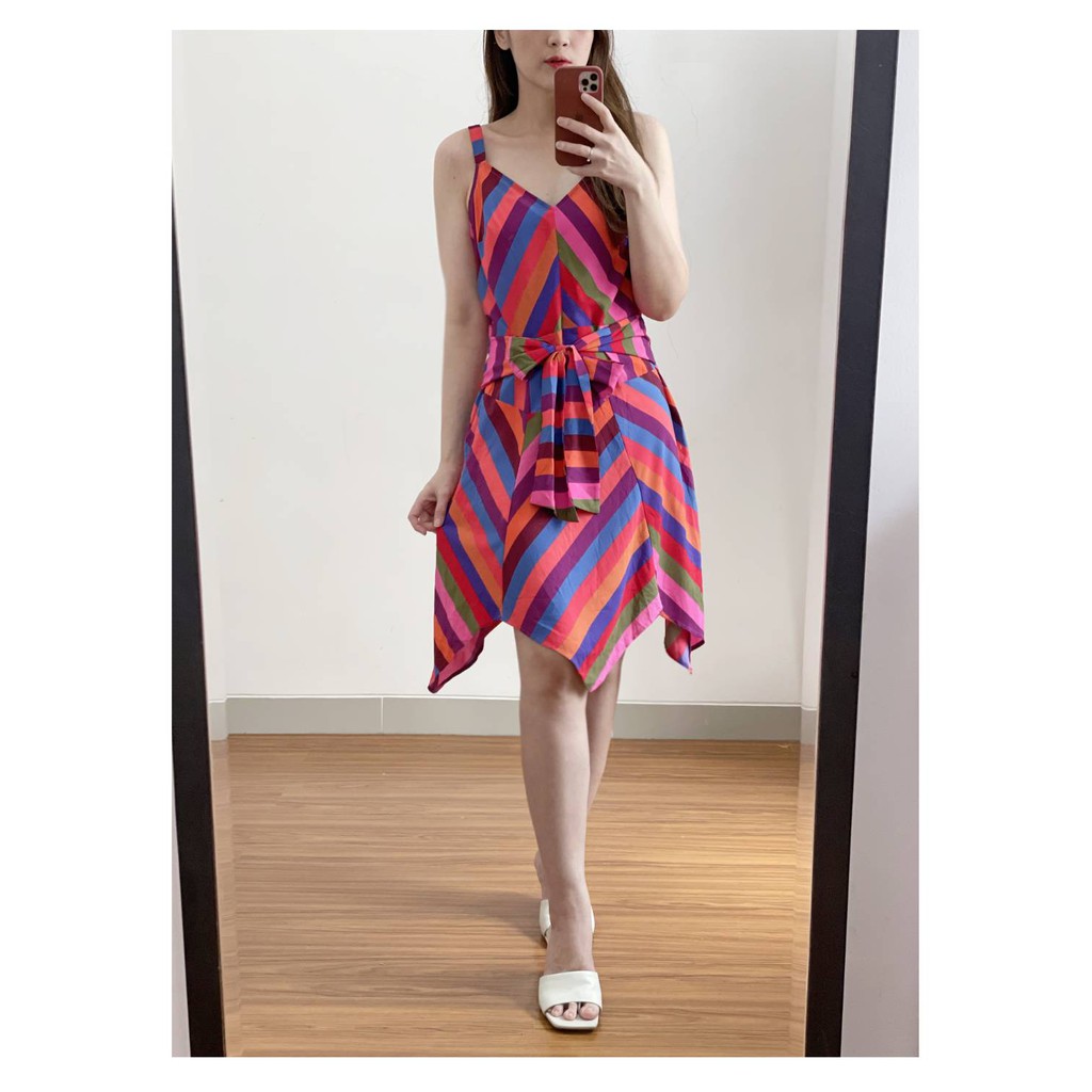 A New Day retro rainbow print handkerchief dres