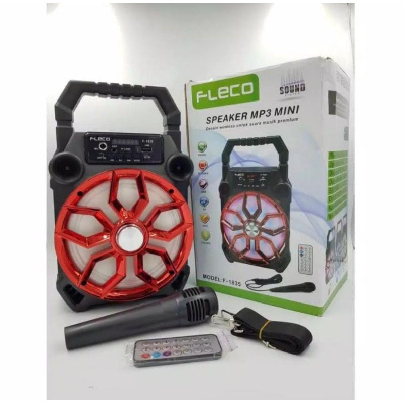 Speaker Super Bass Fleco F-1835 Bonus Mic - Radio FM - Bluetooth - Mic - Tf Card - USB - Aux