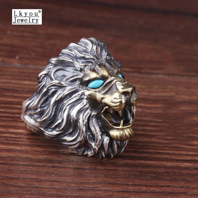 Lkyou Cincin Desain Kepala Singa Gaya Gothic Klasik Untuk Pria