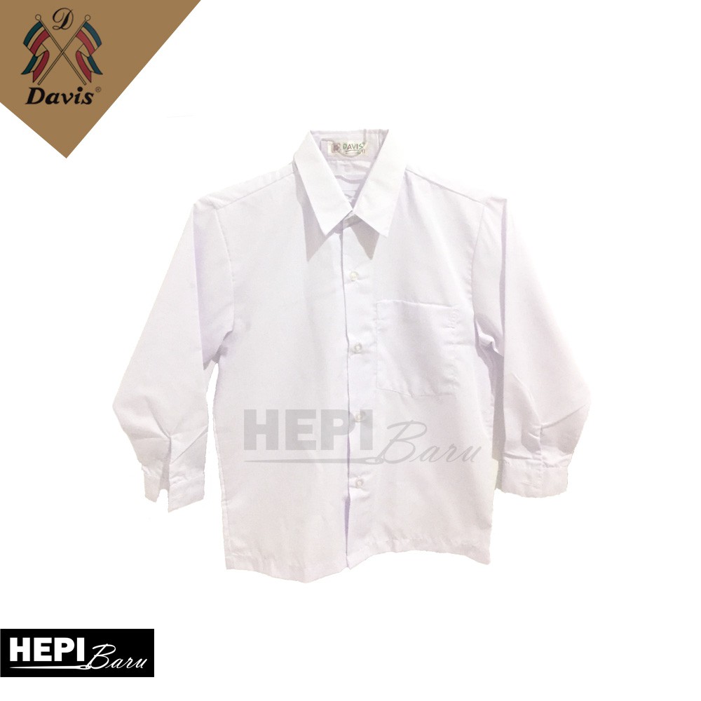Baju Seragam Sekolah SD - SMP - SMA Panjang Putih Polos - DAVIS