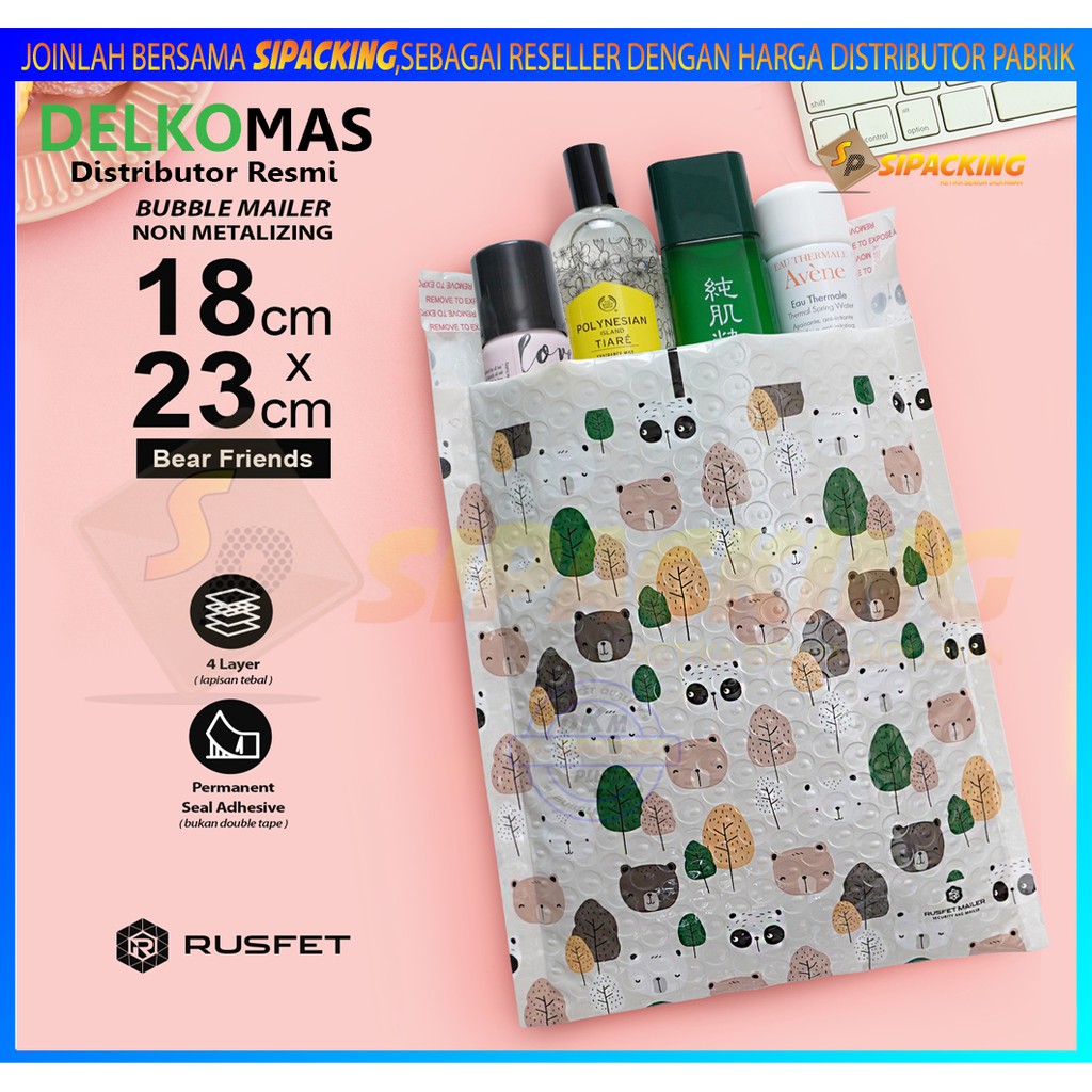 

Amplop Bubble Mailer Packing 18x23 Olshop Bear family
