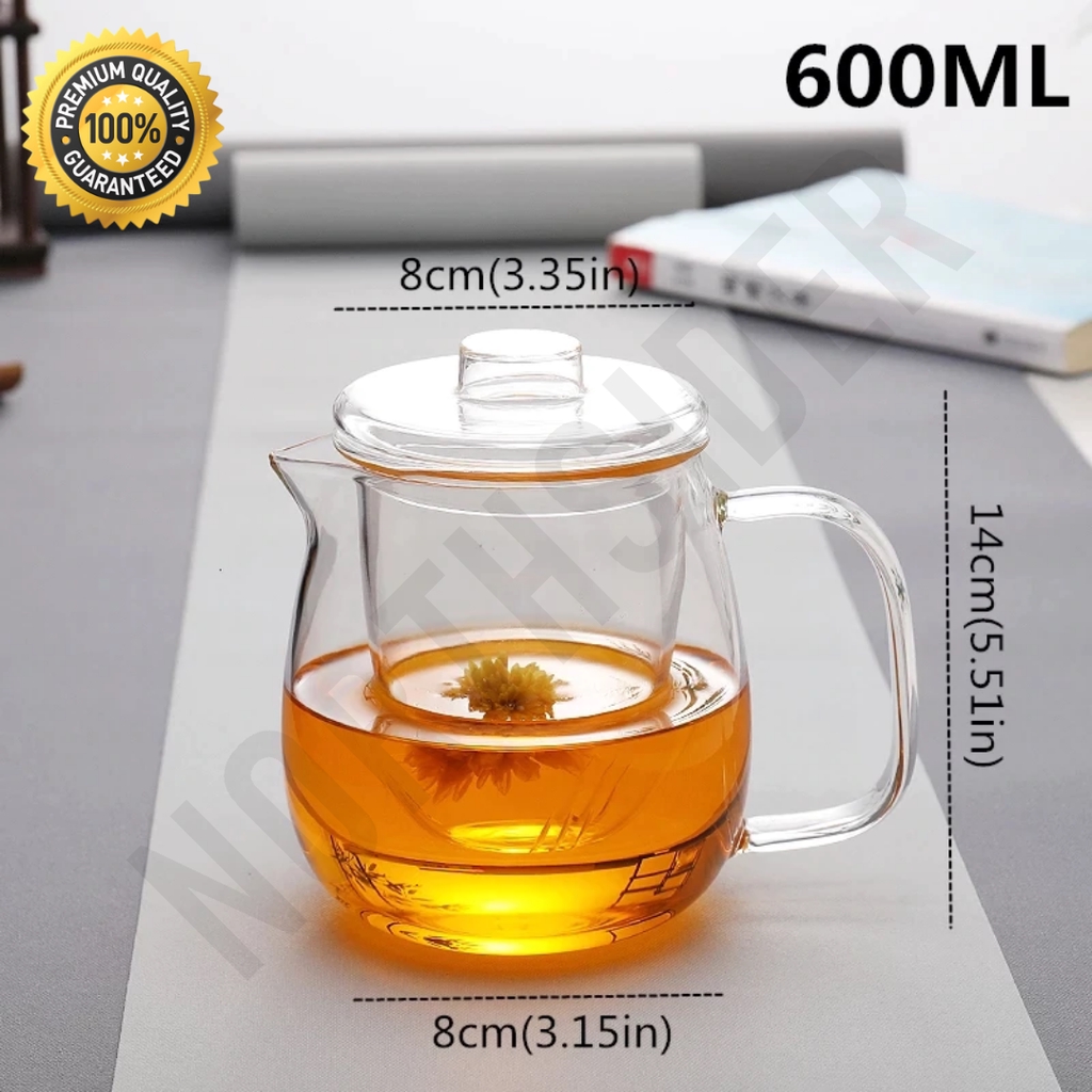 GLASS INFUSER TEAPOT 600ML | TEKO TEH SARINGAN KACA