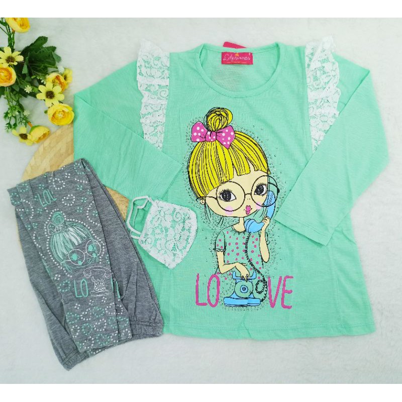 [Ss-1046] Setelan Anak Perempuan Size 4-6tahun, Tunik Anak, Pakaian Anak Keren Cantik