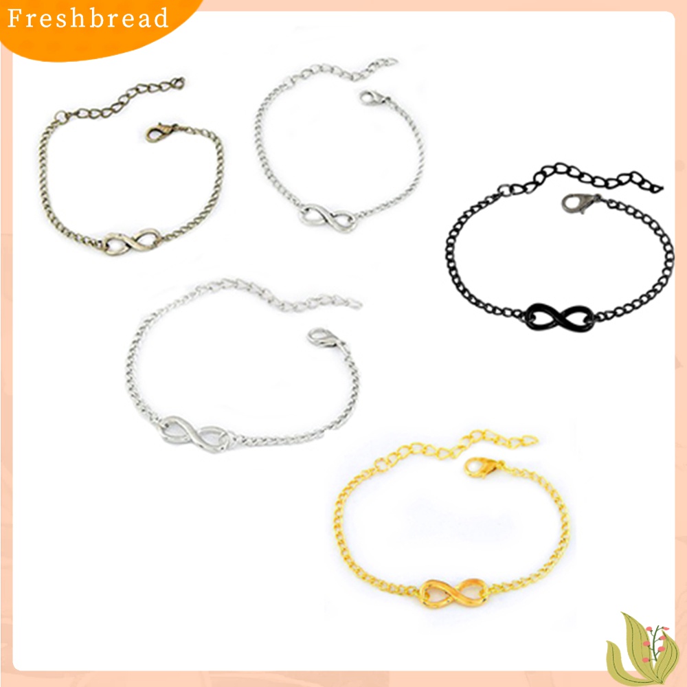 Fresh| Gelang Tangan Rantai Adjustable Aksen Infinity Metal Gaya Punk Untuk Wanita