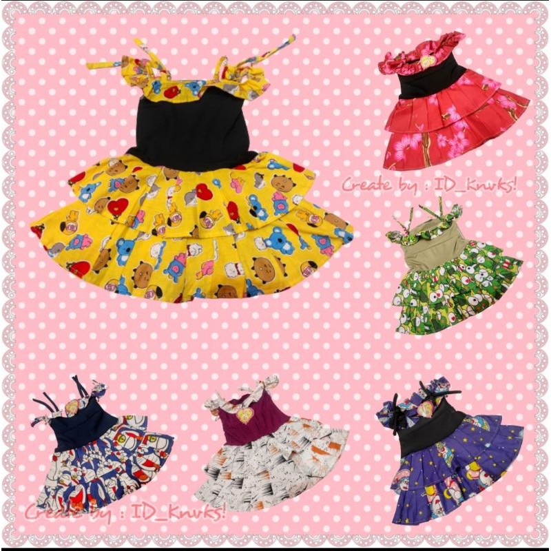 Dress Aniva Susun UK 1-2 tahun Baju anak perempuan baju bayi dress / gaun anak