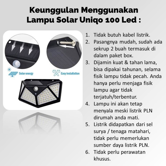 good quality Lampu solar uniqo 100 led tenaga surya