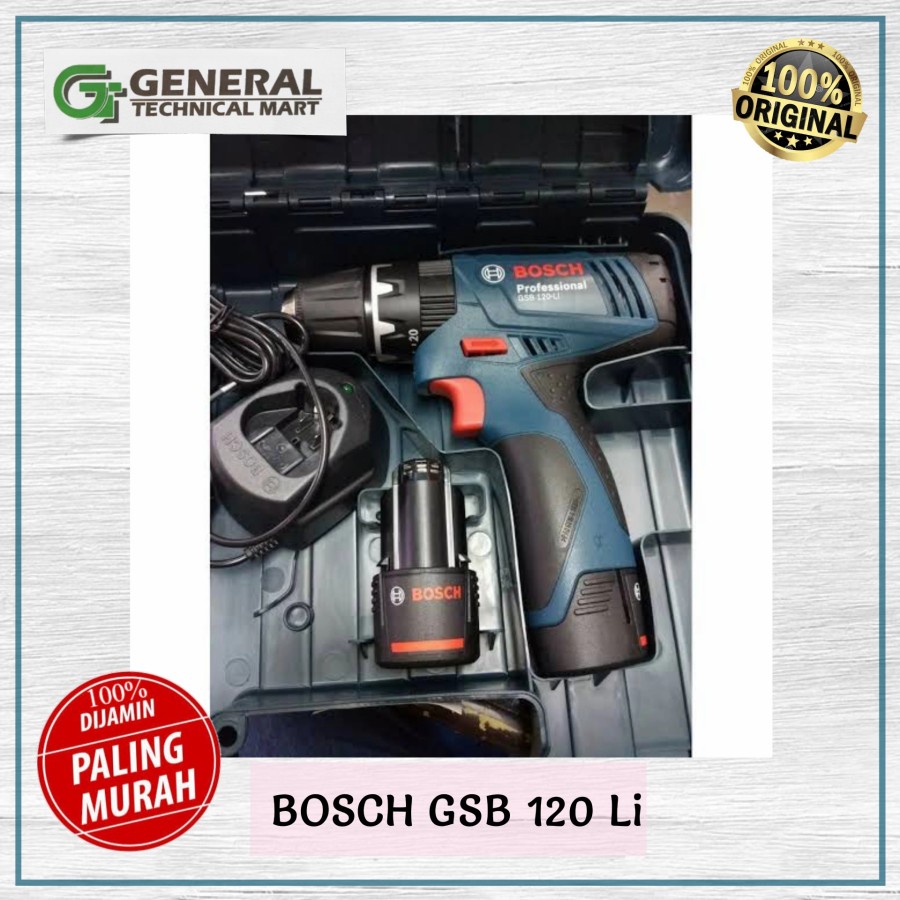 BOSCH GSB 120 Li mesin bor cordless tembok beton 2 BATERAI / GSB