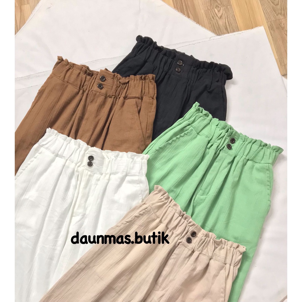 1KG MUAT 4PCS |  FOLA PANTS LINEN CRINKLE HITS OOTD KOREAN STYLE FASHION GROSIR WANITA