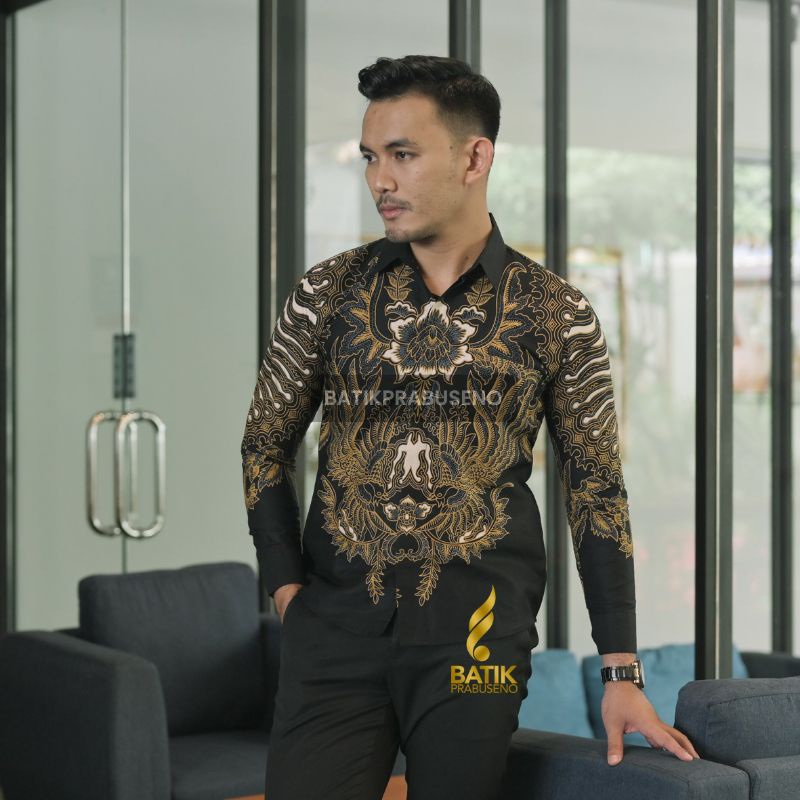 PRABUSENO // Mawar Mas Batik Pria Kemeja Batik Lengan Panjang pendek Baju Kerja Kantoran 
Atasan Pri