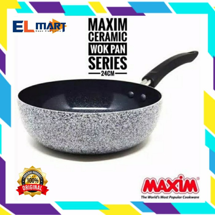 MAXIM Deep Wok 24cm Neostone Capsil Wajan Ceramic Anti Lengket 24 cm