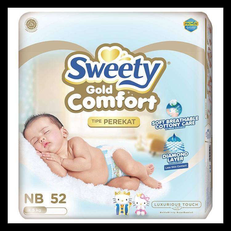 PAMPERS SWEETY COMFORT GOLD NEWBORN 52 POPOK BAYI