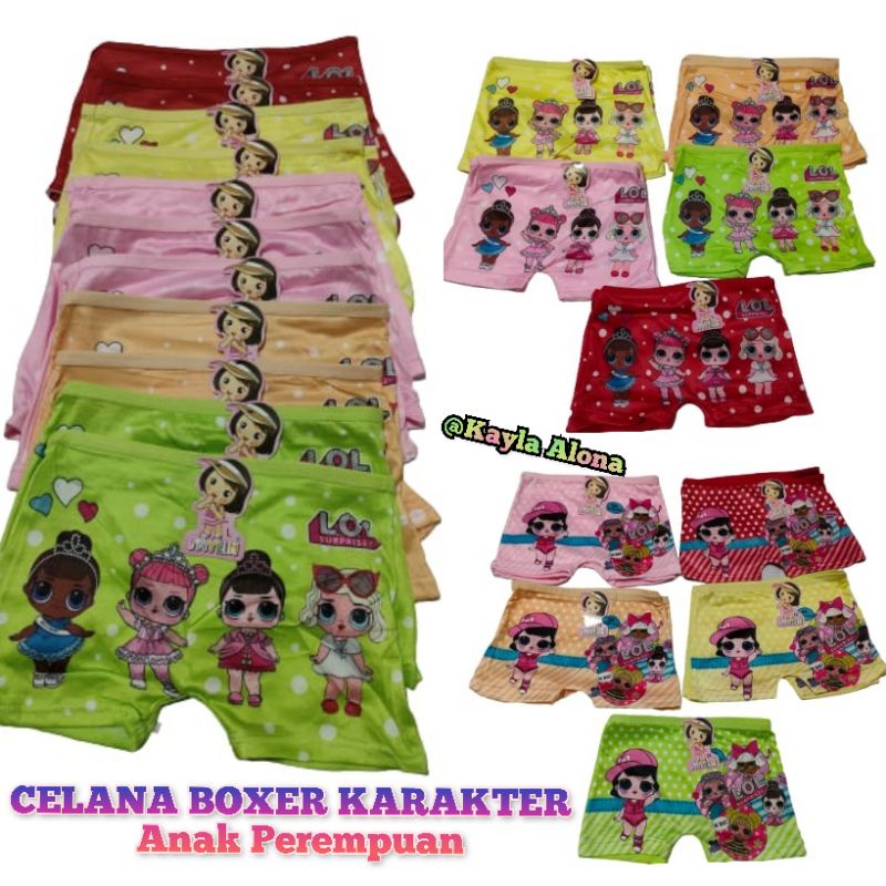 ( 1pack=Isi 3pcs ) Celana Dalam Boxer Anak Cewek Karakter ( Ban Kecil )