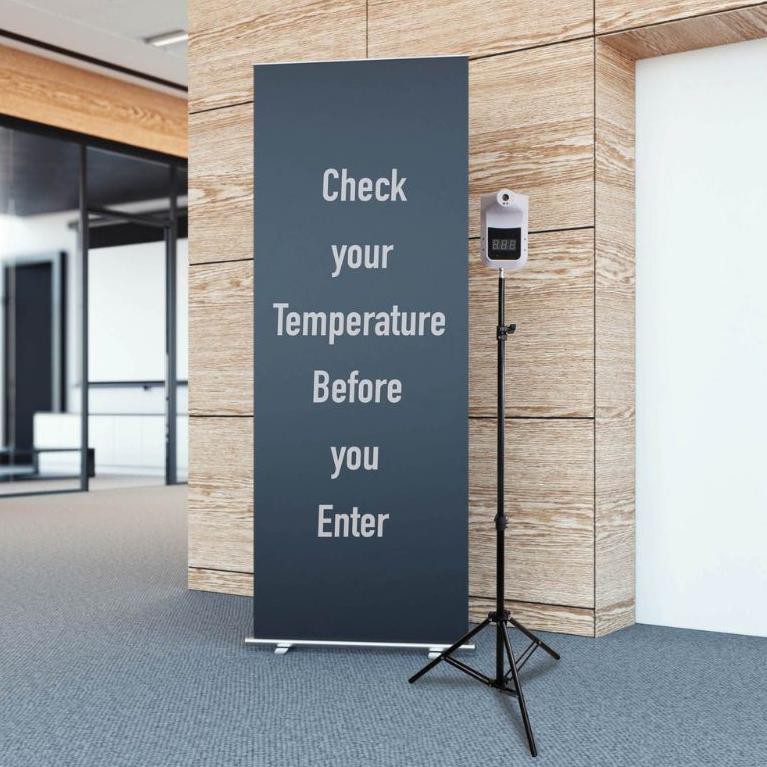 THERMOMETER INFRARED TEMBAK DINDING STANDING OTOMATIS DIGITAL ALAT UKUR CEK SUHU TUBUH TANPA KONTAK