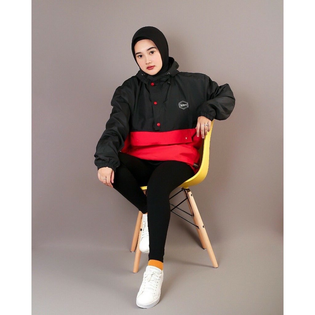 Jaket wanita parasut black red djb-jaket wanita parasut-jaket keren ag011613cs5