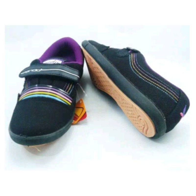 Sepatu Sekolah SMP-SMA Ando Rania Slip On Hitam Ungu