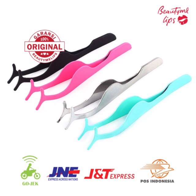 Pinset Multifungsi Bahan Stainless Steel untuk Memasang Bulu Mata Palsu / False Eyelashes Tweezers