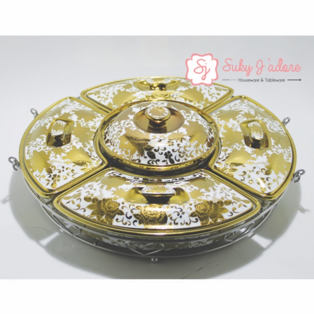 [MONALISA] PRASMANAN BULAT KERAMIK 19" BUNGA ROSE