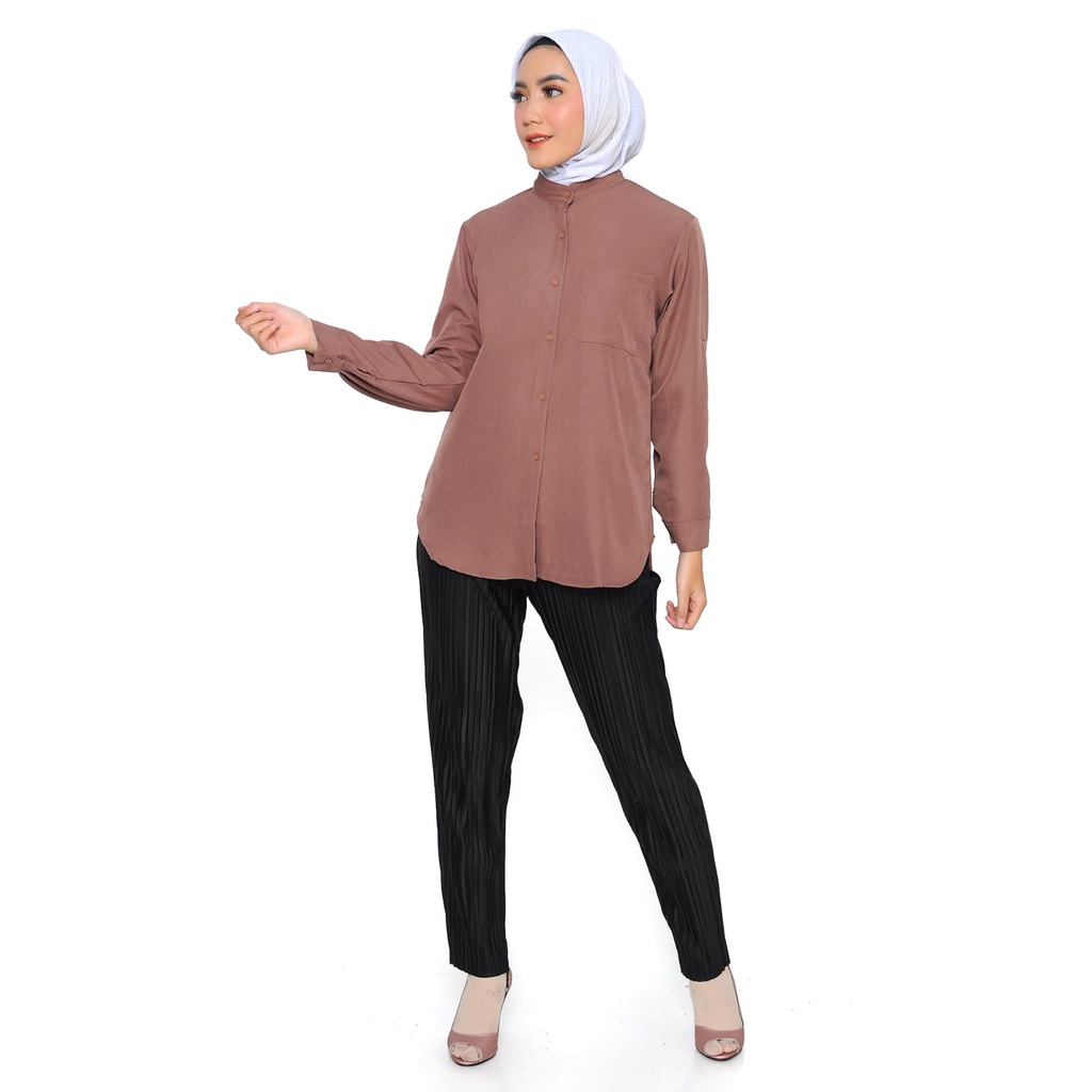 Aurel blouse/giovany shirt atasan kemeja polos wanita basic shakila impor