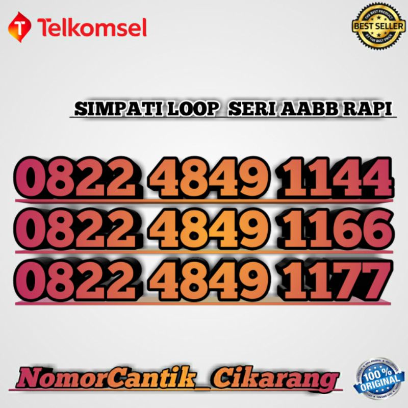 NOMOR CANTIK KARTU SIMPATI AABB 2266 / 3311 / 3322 / 1144 / 1166 / 1177 / 2211