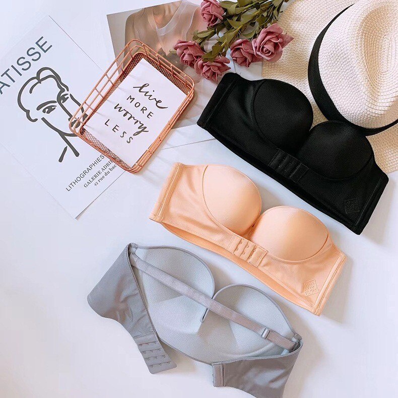 DODORY BRA529 Bra Tanpa Kawat Pengait Depan Pakaian Dalam Wanita Tanpa Tali Bandeau Bra Push Up