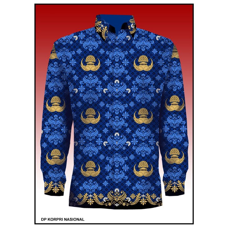 batik korpri terbaru    korps pegawai republik indonesia  kerah motif hitam    bahan batik korpri   