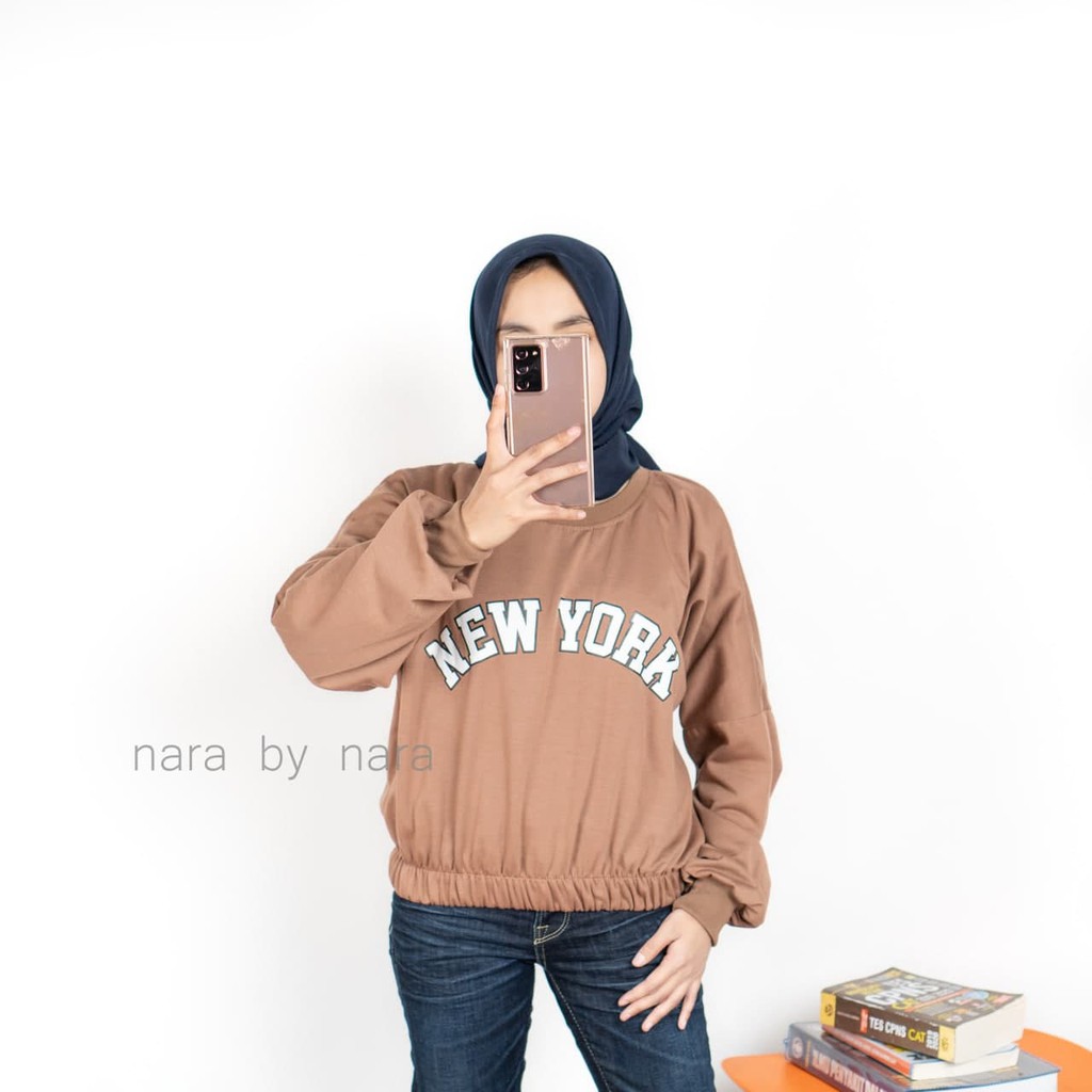 Nara Grosir - New York Crop | Fashion Terkini | Sweater Termurah