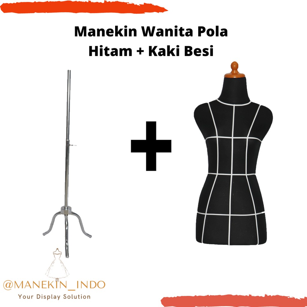 MANEKIN WANITA POLA HITAM + TIANG BESI|MANEKIN JAHIT|MANEKIN WANITA|MANEKIN BAJU |