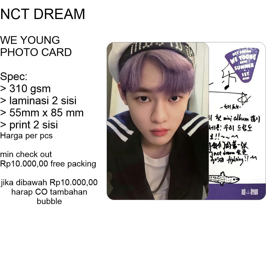 photocard nct DREAM WE YOUNG chenle pelaut unofficial