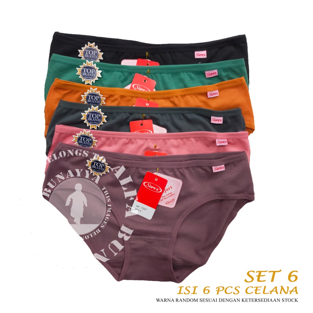 6 Pcs Celana Dalam Wanita SOREX 1227 - CD Underwear - Soft And Comfort - Pakaian Dalam Wanita Katun Cotton