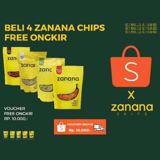 

Zanana Chips PROMO Beli 4 Pcs ( Free VOUCHER ONGKIR Rp.10.000,- ) - Keripik Pisang