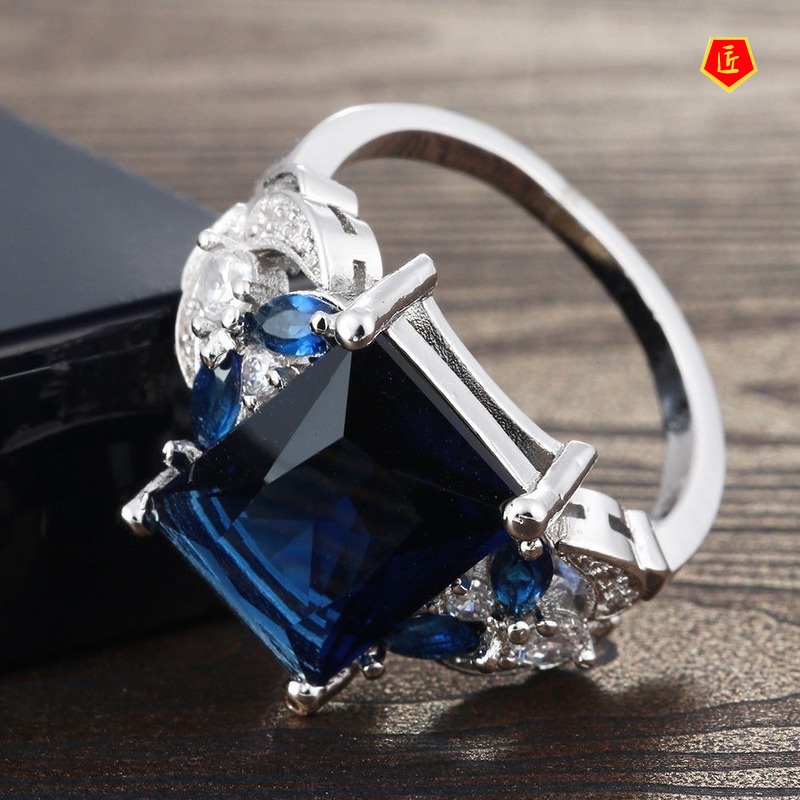 Cincin Berlian Sapphire Mewah Untuk Wanita