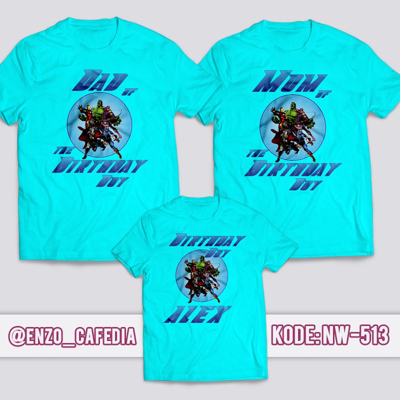 Jual Kaos Ulang Tahun Anak | Kaos Couple Keluarga | Kaos Ultah Anak Desain Kaos Avengers NW 513 | Gr