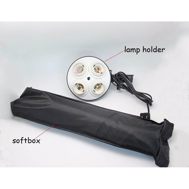 TaffSTUDIO Payung Softbox Reflektor Fotografi Studio 50x70cm E27 Four Lamp Socket - KS65 - Black
