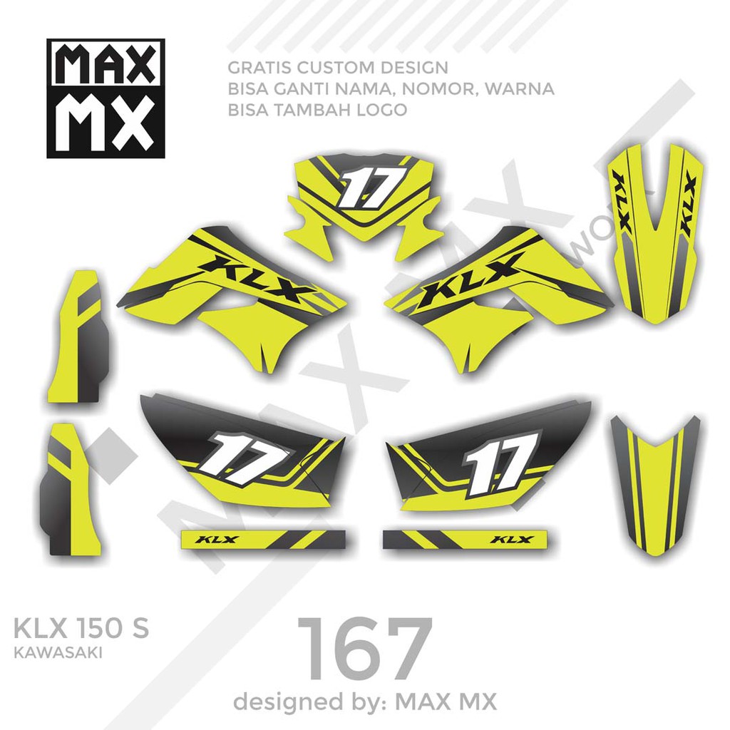 MX-01167 decal klx 150 grey kuning minimalis