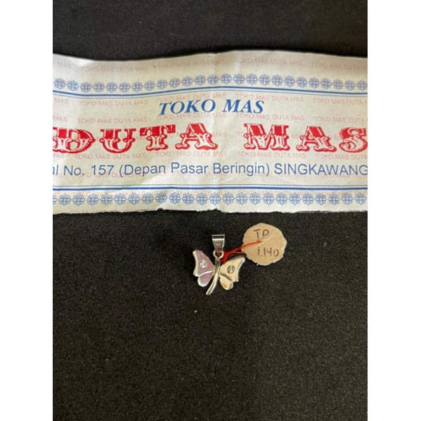 liontin emas putih 750 asli