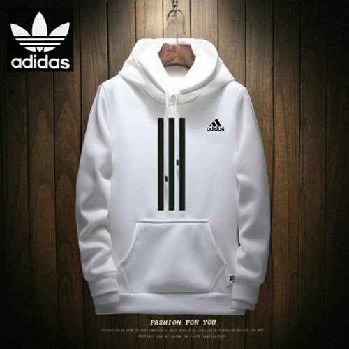 SWEATER HOODIE ADIDAS PUTIH GARIS 3 LINES
